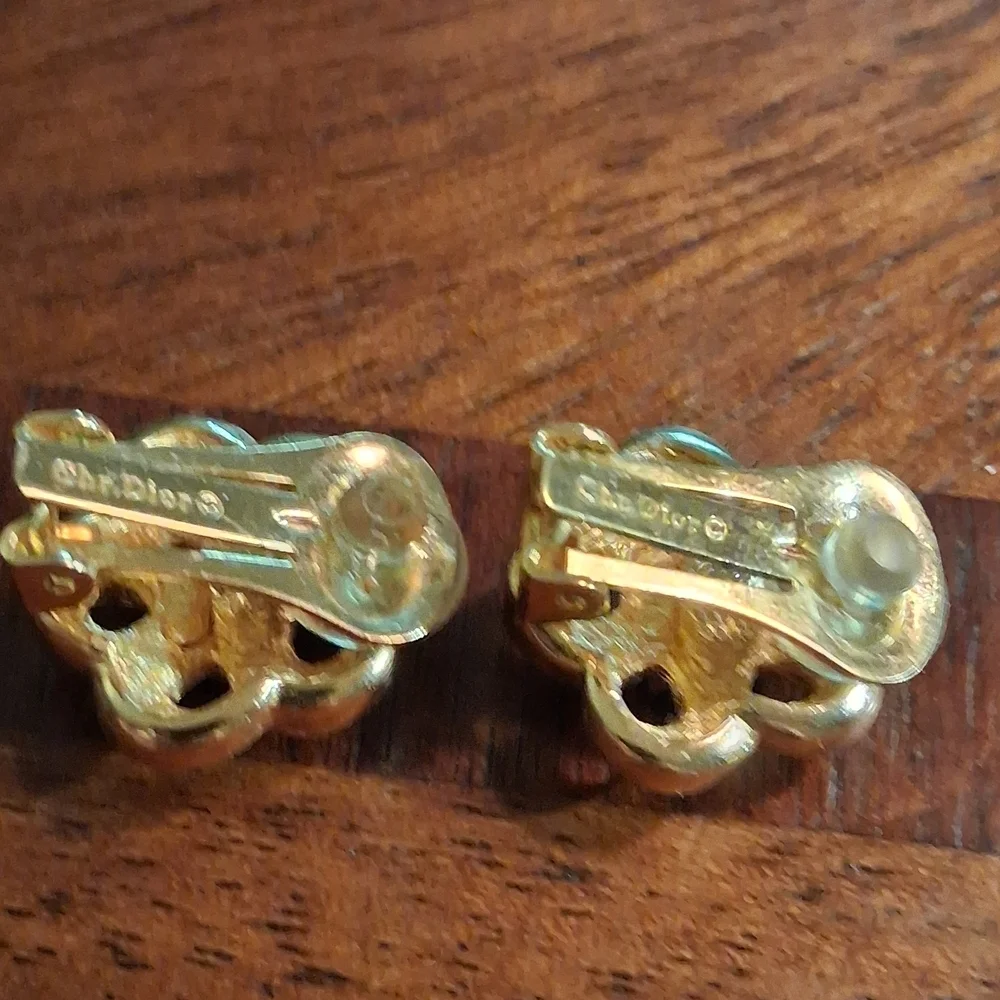 Gold Flower Stud Earrings - Picture 7 of 7